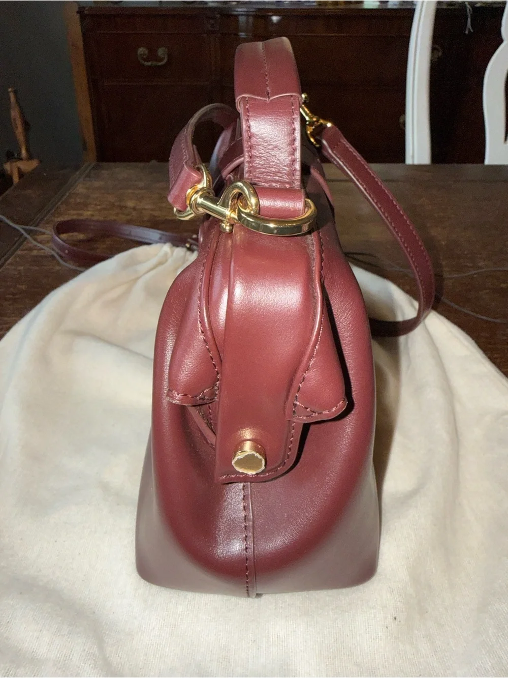 EUC LINJER The Doctor's Bag Burgundy Leather used three times! Includes dust bag